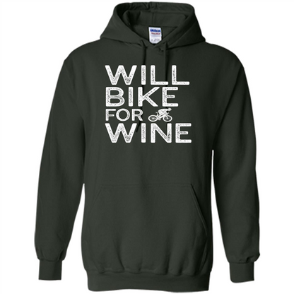 Cyclist Biker T-shirt Will Bike For Wine Forest Green