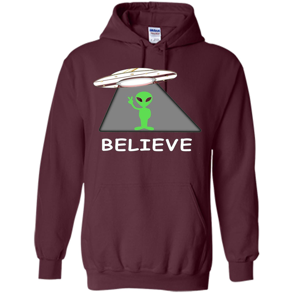 I Believe Alien T-shirt New Cool UFO T-shirt Maroon