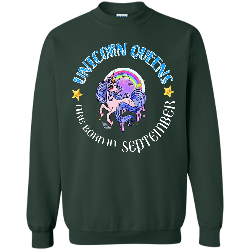 September Unicorn T-shirt Unicorn Queens Are Born September Forest Green