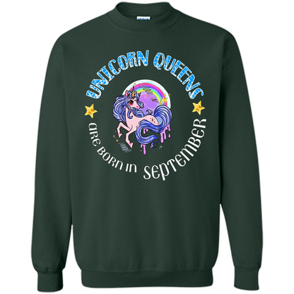 September Unicorn T-shirt Unicorn Queens Are Born September Forest Green