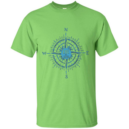 Life is Good T-shirt Compass Rose Nautical Sailing T-shirt Lime