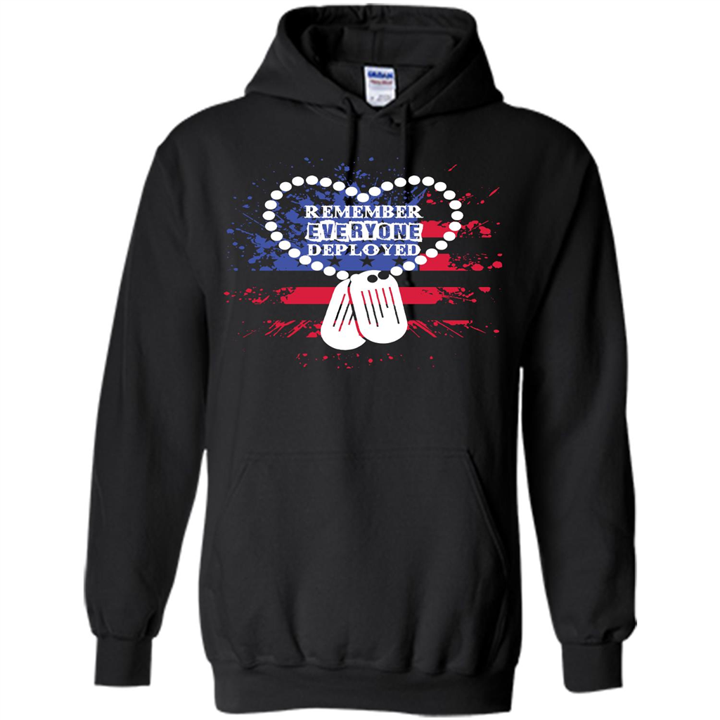Military T-shirt RED Remember Everyone Deployed Black