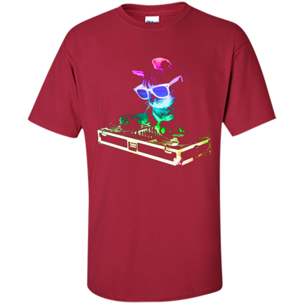 Cat Lover T-shirt House Cat Rainbow DJ Kitty Cardinal