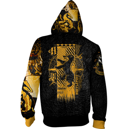 Hufflepuff (Harry Potter) New 3D Zip Up Hoodie