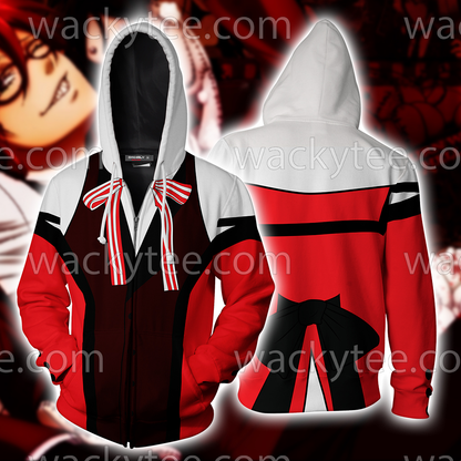 Black Butler Grell Sutcliff Cosplay Zip Up Hoodie Jacket 2