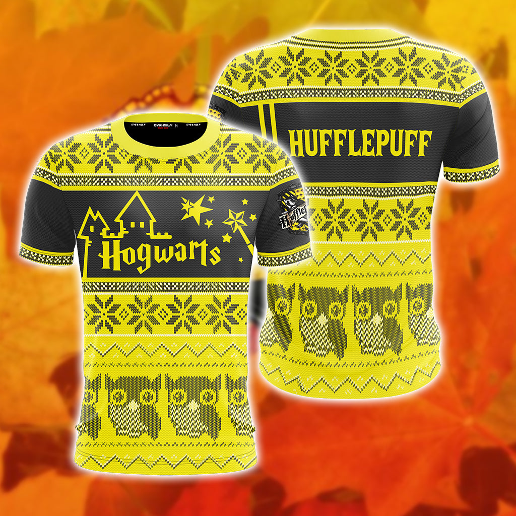 Hufflepuff Harry Potter Ugly Christmas Unisex 3D T-shirt