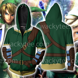 The Legend of Zelda Link Green And Dark Cosplay Zip Up Hoodie Jacket