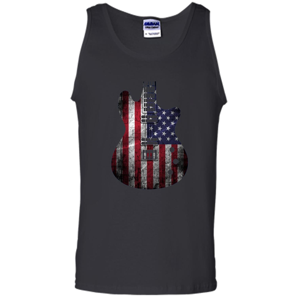 Independen Day T-shirt Guitar USA Flag Patriotic. 4th Of July T-shirt Black