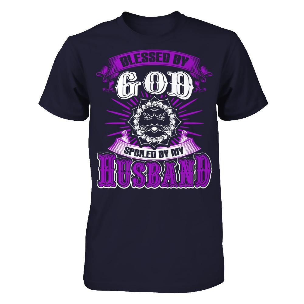 Blessed By God Spoiled By My Husband T-shirt Next Level - Unisex Fitted Tee Midnight Navy