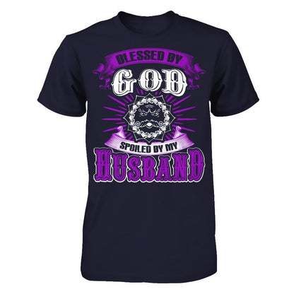 Blessed By God Spoiled By My Husband T-shirt Next Level - Unisex Fitted Tee Midnight Navy