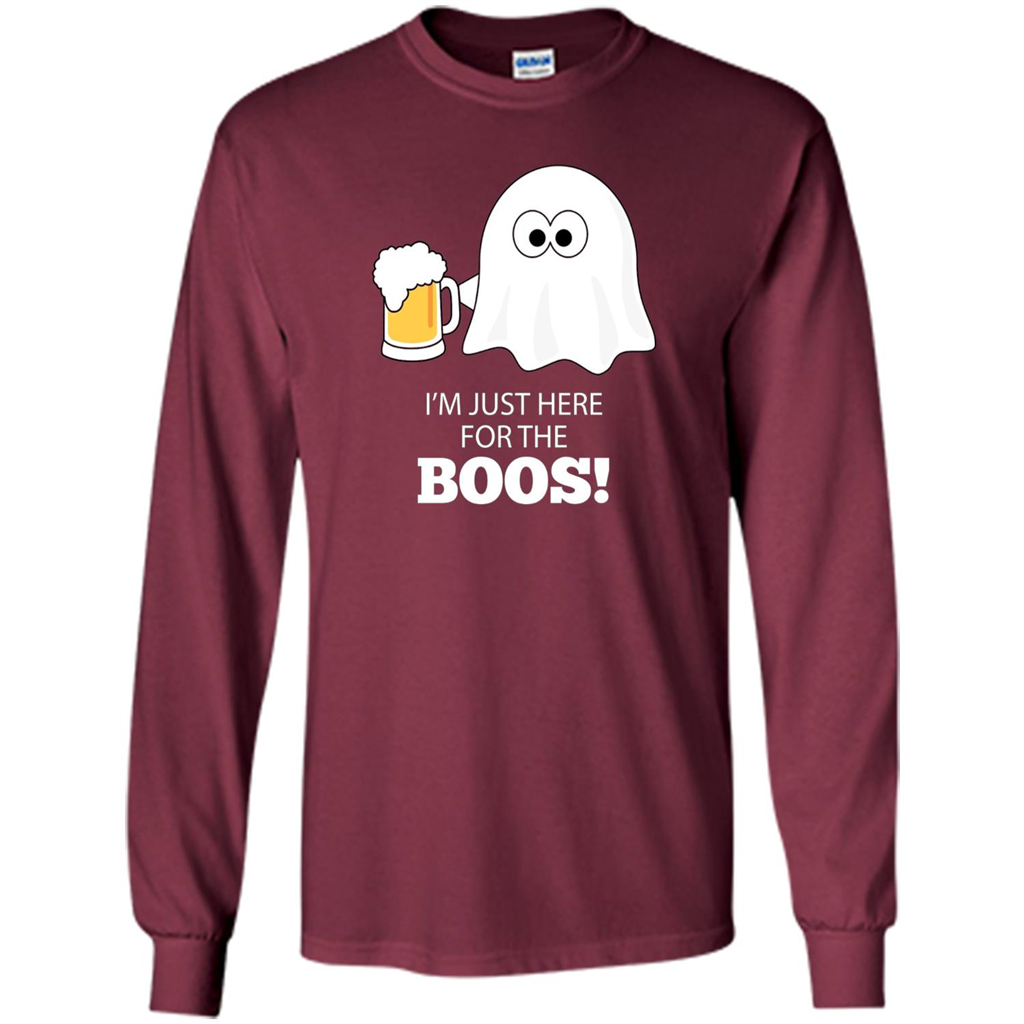 Halloween Drinking T-shirt I'm Just Here For The Boos Maroon