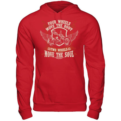 Four Wheels Move The Body. Two Wheels Move The Soul T-shirt Gildan - Pullover Hoodie Red