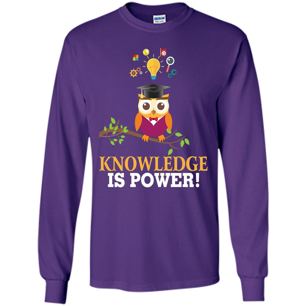 Knowledge is Power T-Shirt Cute Owl Teacher Student T-shirt Purple
