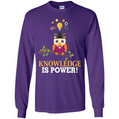 Knowledge is Power T-Shirt Cute Owl Teacher Student T-shirt Purple