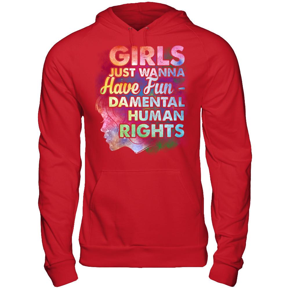 Girls Just Wanna Have Fun - Damental Human Rights T-shirt Gildan - Pullover Hoodie Red