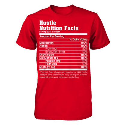 Hustle Nutrition Facts T-shirt Next Level - Unisex Fitted Tee Red