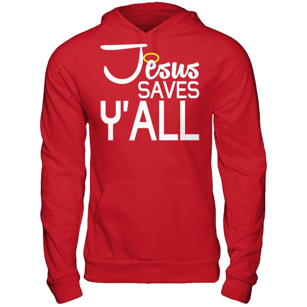 Jesus Saves Y'all Gildan - Pullover Hoodie Red