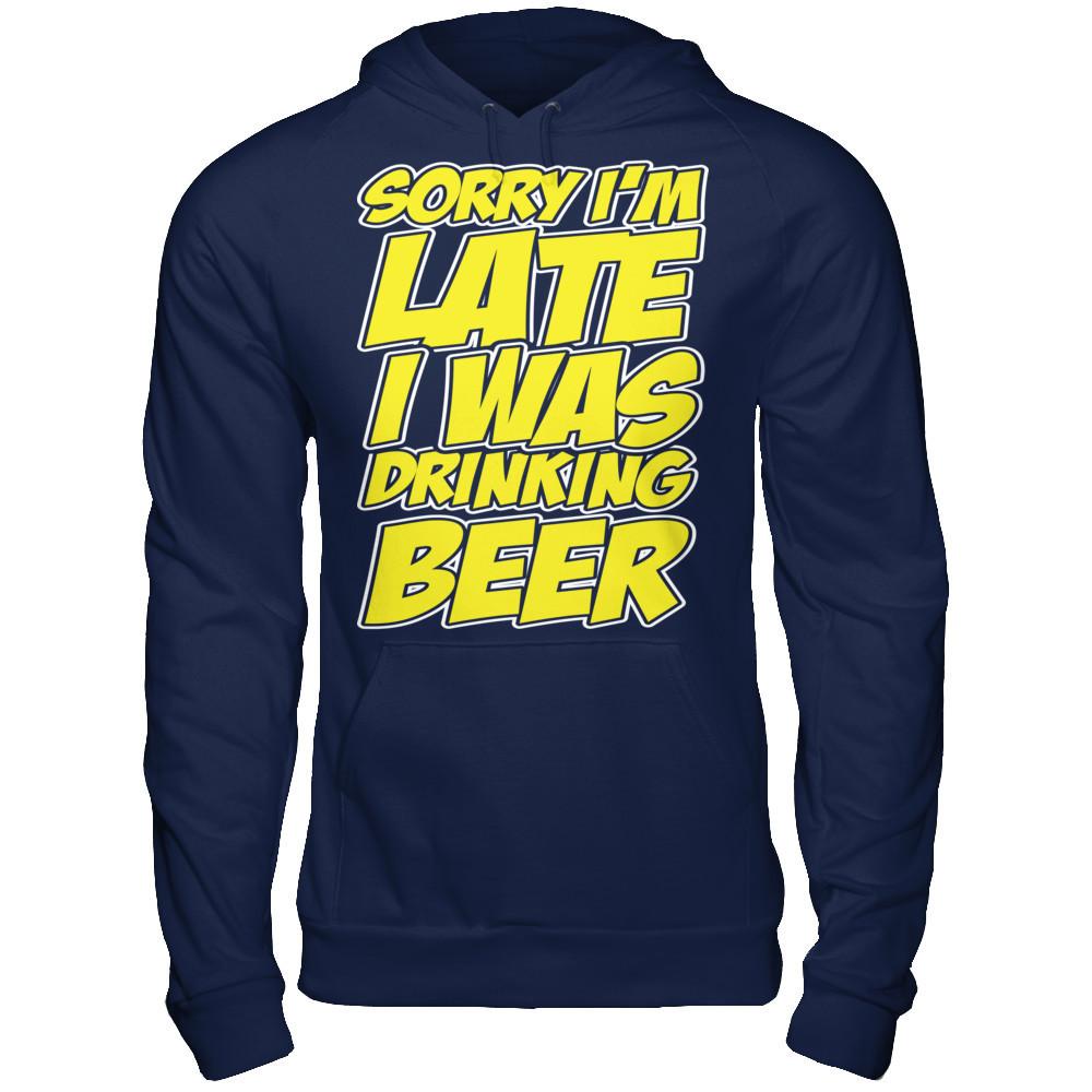 Sorry I'm Late, I Was Drinking Beer Gildan - Pullover Hoodie Navy