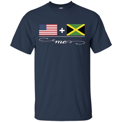American + Jamaican = Me USA and Jamaica Flags T-shirt Navy
