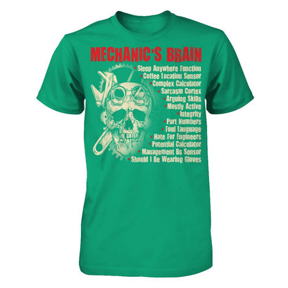 Mechanic's Brain - Sleep Anywhere Function, Coffee Location Sensor, Complex Calculator Gildan - Short Sleeve Tee Kelly Green