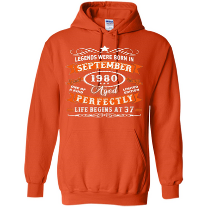 Legends Were Born In September 1980 T-shirt Birthday Gift T-shirt Orange