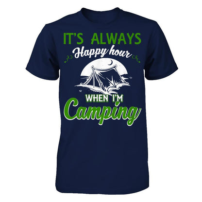 It's Always Happy Hour When I'm Camping Gildan - Short Sleeve Tee Navy