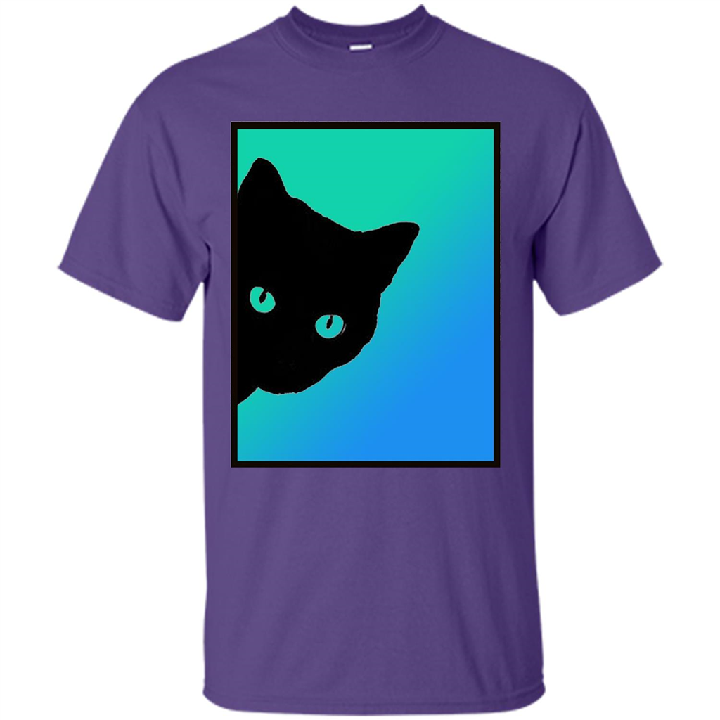 Cat Lover T-shirt Black Cat Blue Green T-shirt Purple