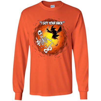 Funny Witch Skeleton Halloween 2017 I Got Your Back T-shirt Orange