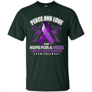 Peace And Love And Hope For A Cure Crohn's and Colitis Awareness T-shirt