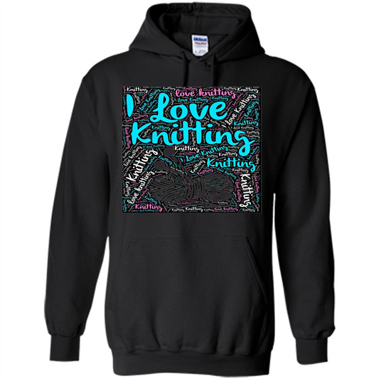 Knitting Wordcloud Knitter T-shirt Love Knitting Black