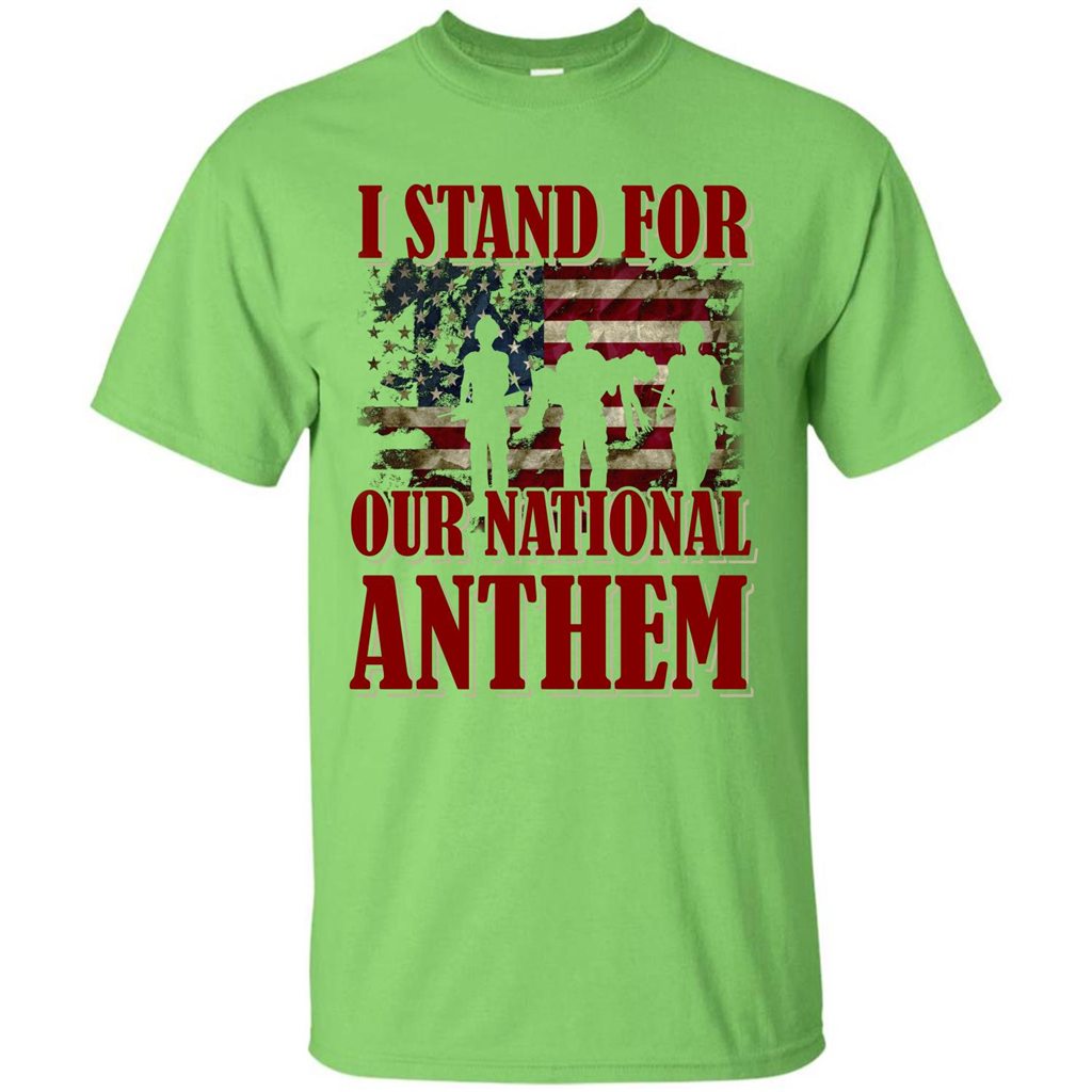 Military T-shirt I Stand For Our National Anthem T-shirt Lime