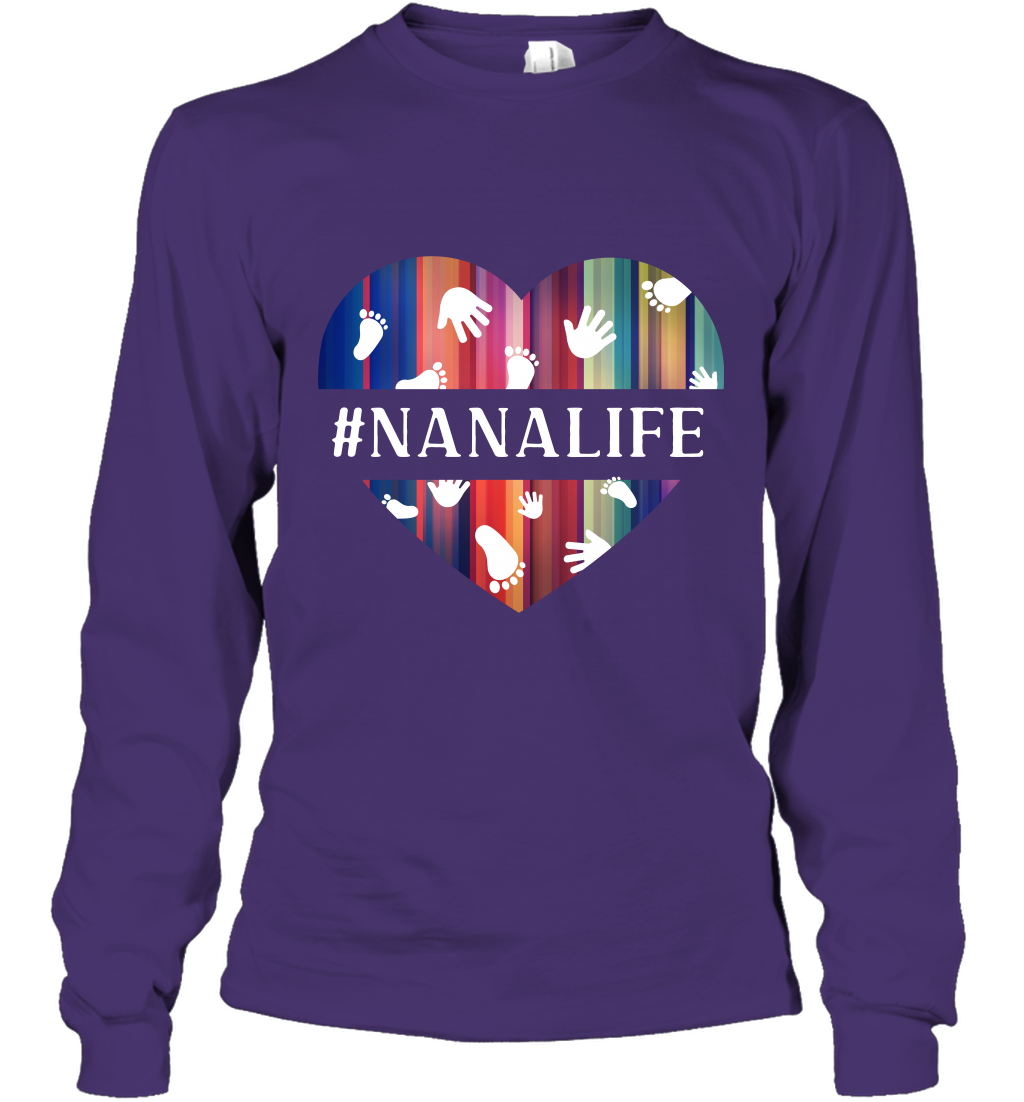 Hash Tag Nana Life Grandmom Shirt Long Sleeve T-Shirt Purple