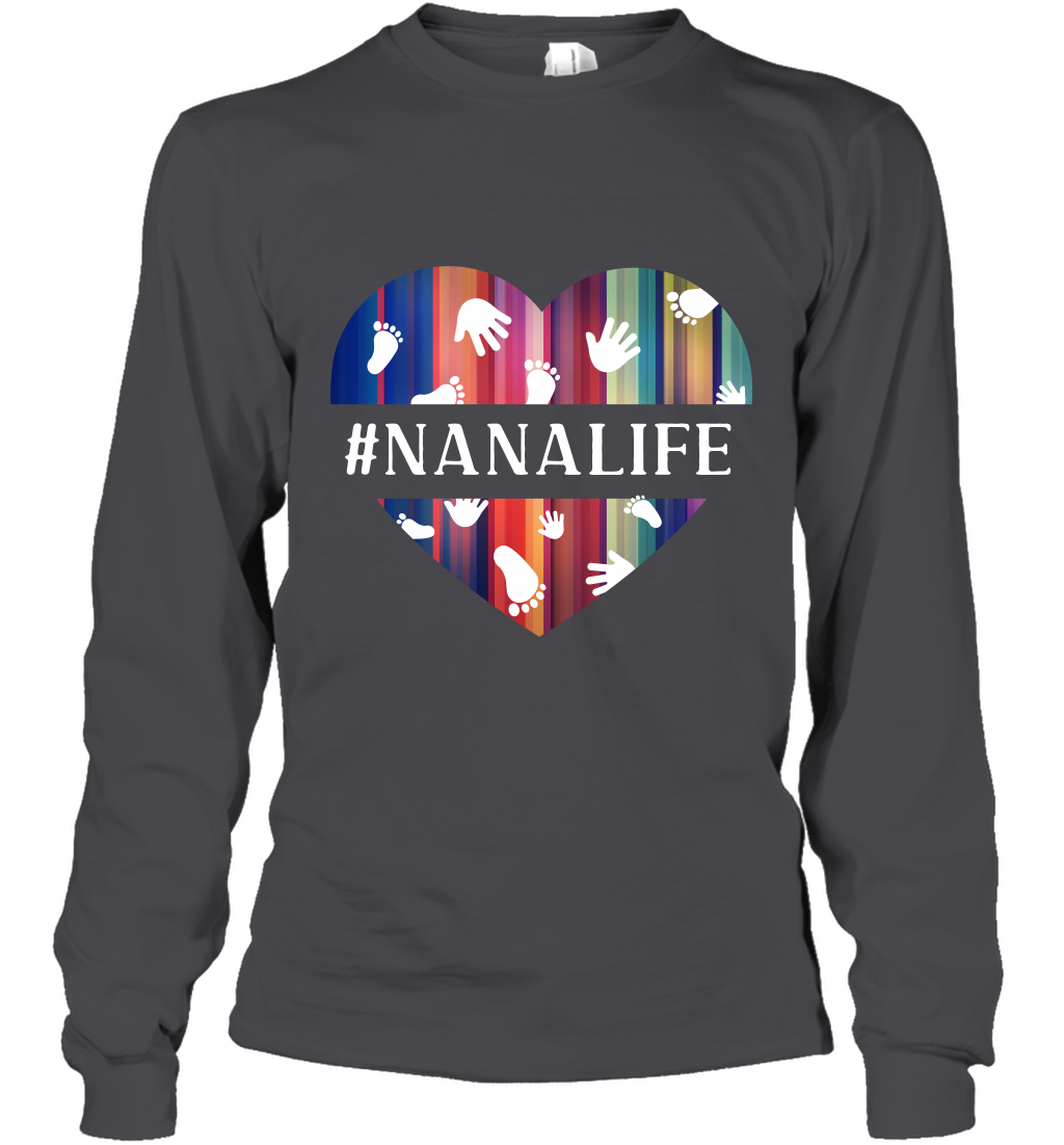 Hash Tag Nana Life Grandmom Shirt Long Sleeve T-Shirt Dark Heather