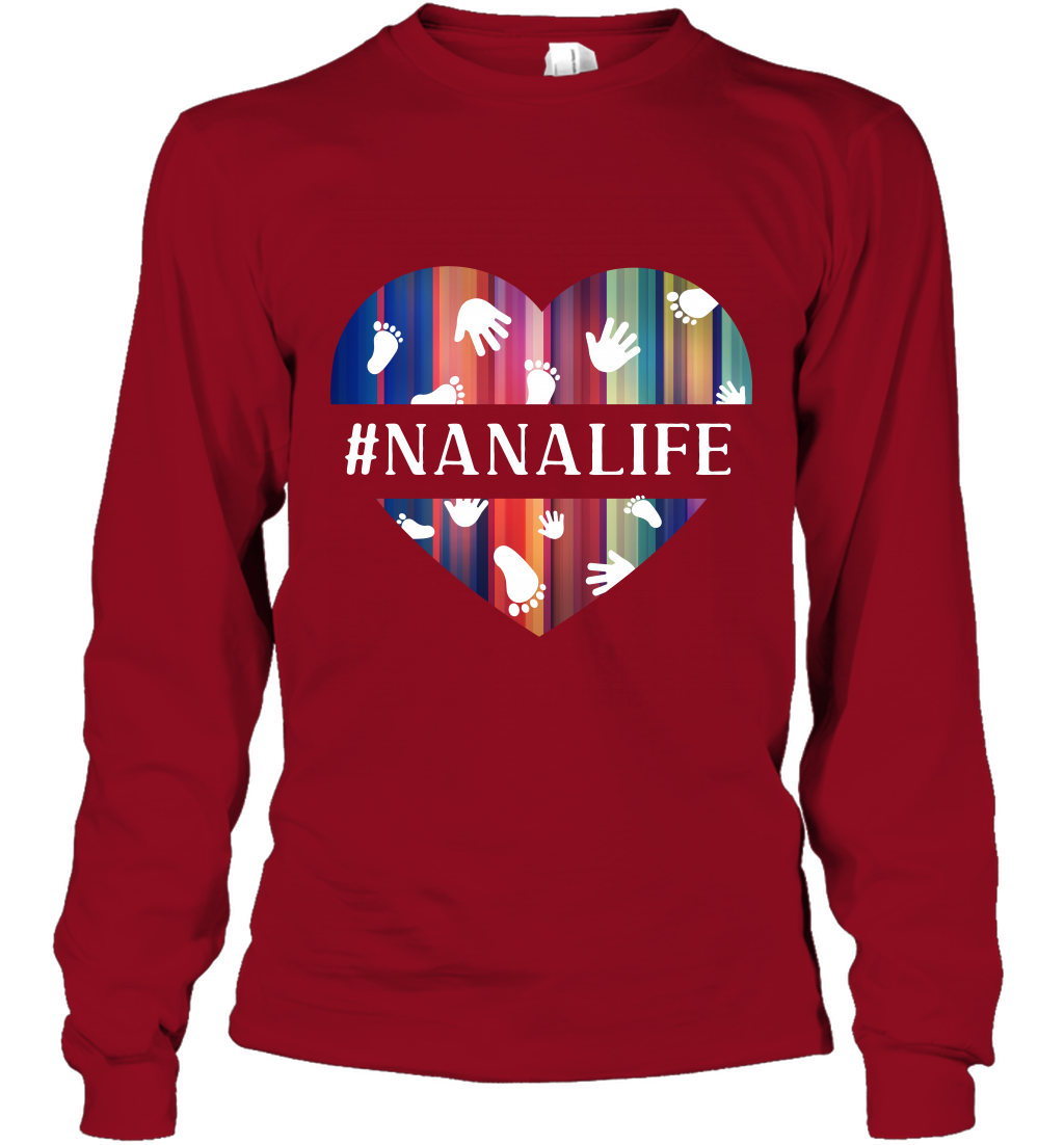 Hash Tag Nana Life Grandmom Shirt Long Sleeve T-Shirt Cardinal Red
