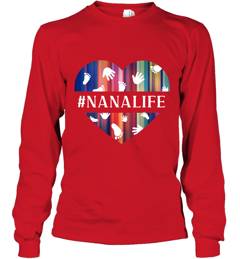 Hash Tag Nana Life Grandmom Shirt Long Sleeve T-Shirt Red