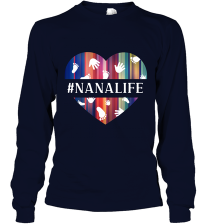 Hash Tag Nana Life Grandmom Shirt Long Sleeve T-Shirt Navy
