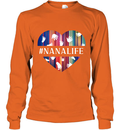 Hash Tag Nana Life Grandmom Shirt Long Sleeve T-Shirt Orange