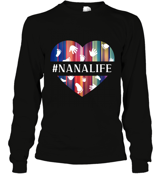 Hash Tag Nana Life Grandmom Shirt Long Sleeve T-Shirt Black