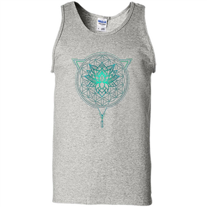 Lotus Flower Of Life T-shirt Mandala in Geometric Triangle Ash