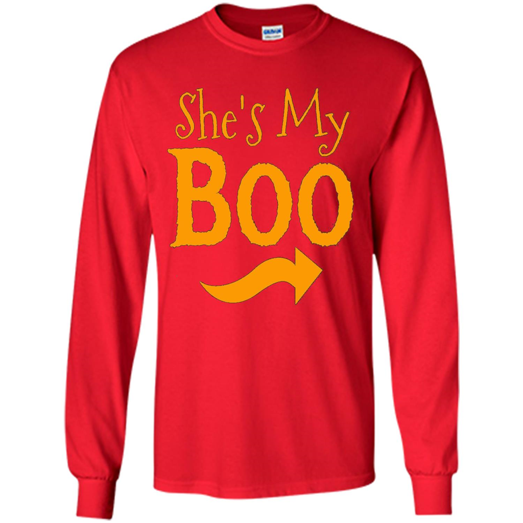 She's My Boo - Halloween Couples T-shirts For Him and Her Red