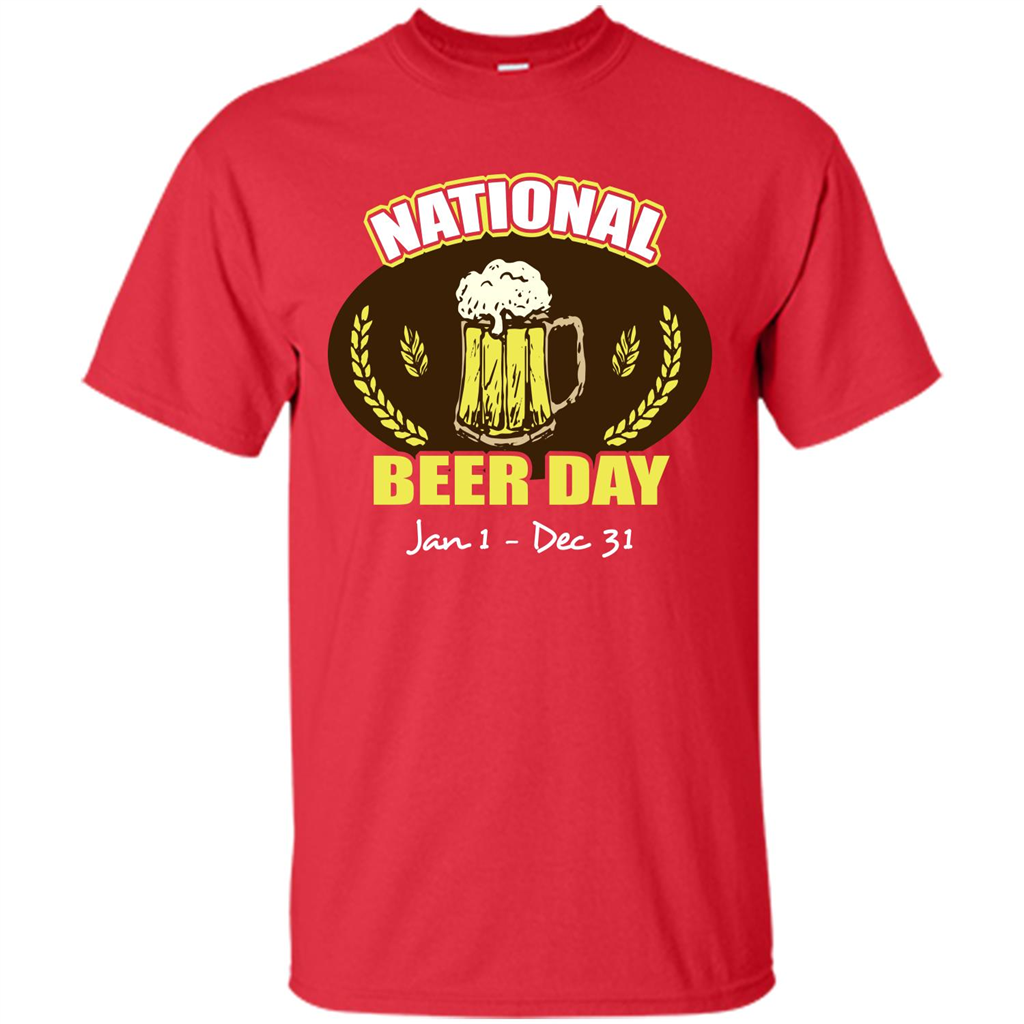 Beer T-shirt National Beer Day Jan1-Dec 31 Red