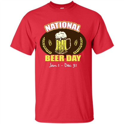 Beer T-shirt National Beer Day Jan1-Dec 31 Red