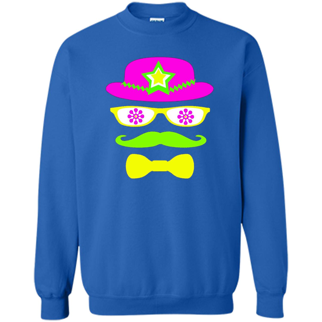 Neon Party Hat, Glasses, Mustache, Tie Theme Party T-shirt Royal