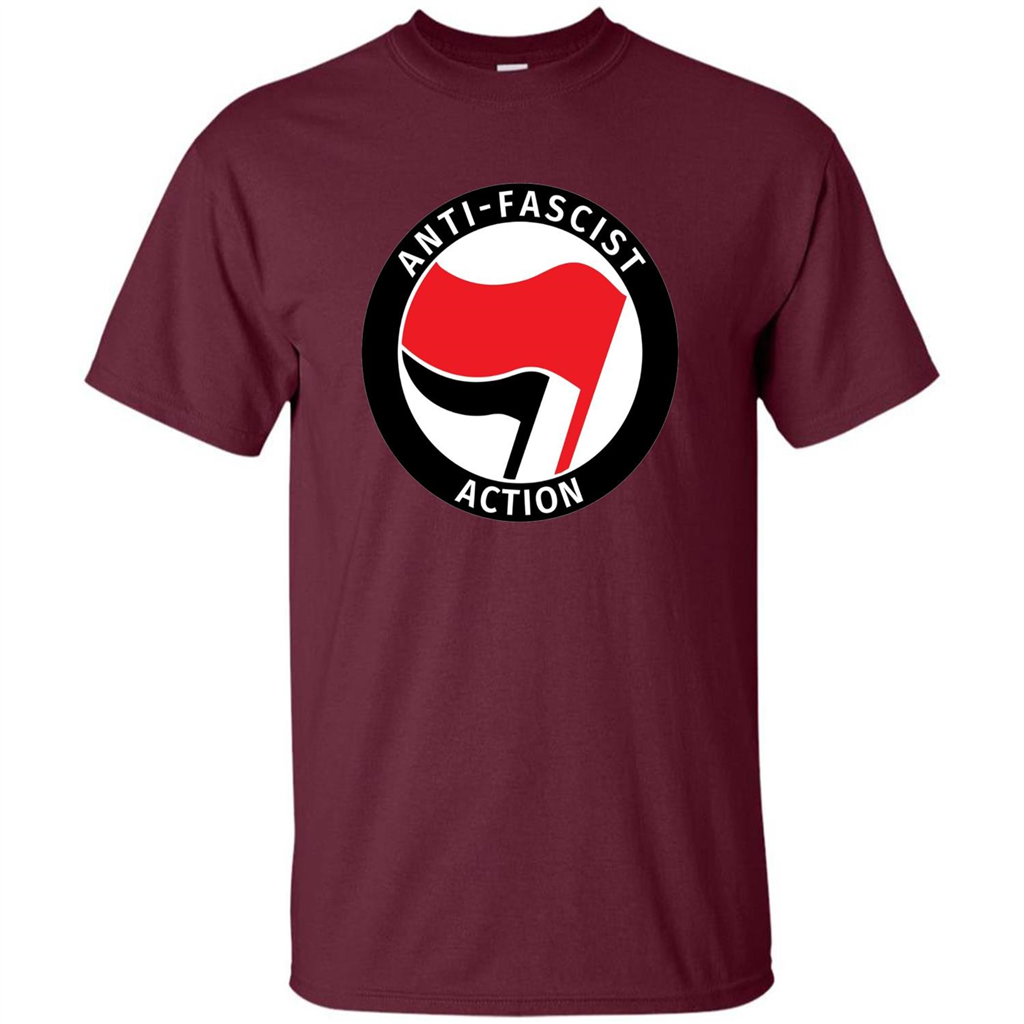 Anti - Fascist Action T-shirt Maroon