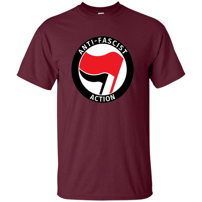 Anti - Fascist Action T-shirt Maroon