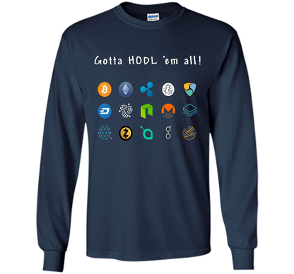 Ethereum Bitcoin Litecoin Gotta Hold'em All T-shirt Navy