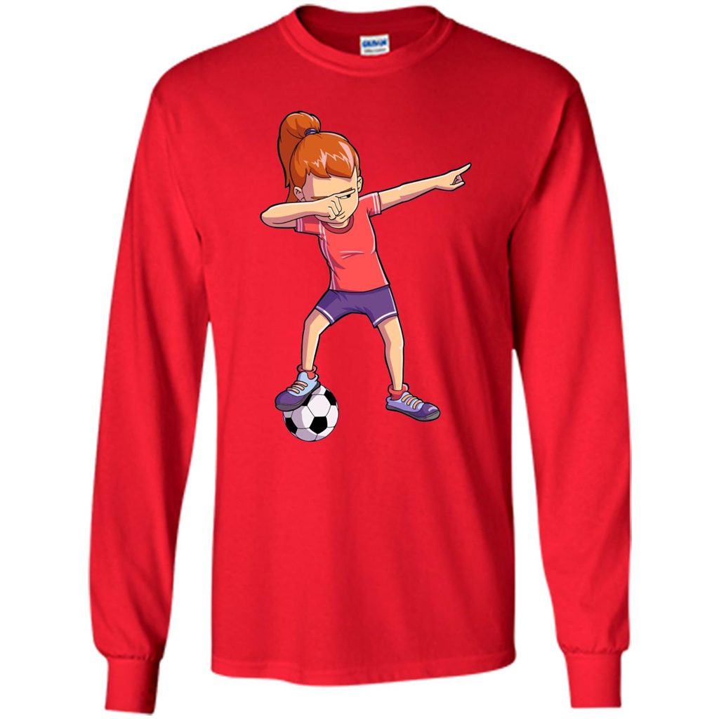 Dabbing Soccer Girl T-shirt Dab Dance T-shirt Red