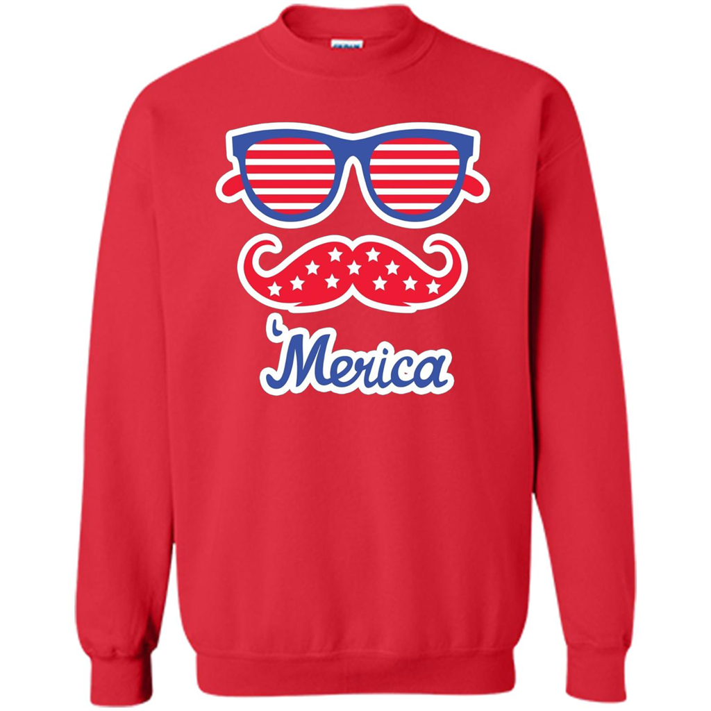 Merica Sunglasses Shirt Stars Stripes July 4th T-shirt Red