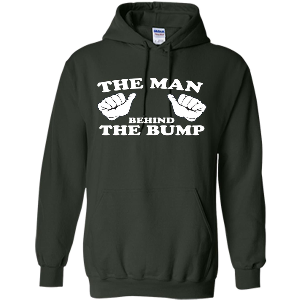 Funny New Dad T-shirt The Man Behind the Bump T-shirt Forest Green