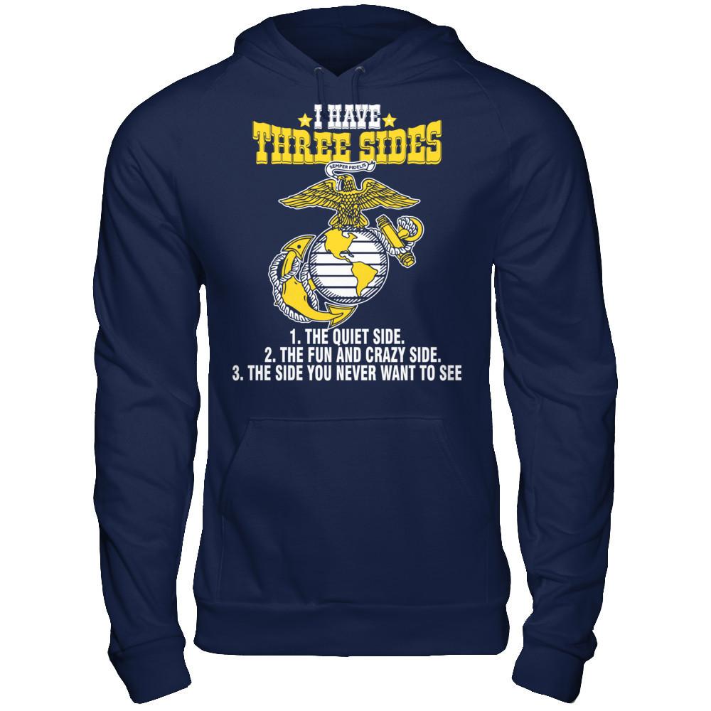 I Have Three Sides The Quiet Side The Fun And Crazy Side The Side You Never Want To See T-shirt Gildan - Pullover Hoodie Navy